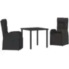 Image de Vidaxl ensemble de 3 pièces de salle à manger de jardin avec coussins en rotin poly noir