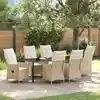 Image de Ensemble De Salle À Manger Pour Jardin 7 Pcs Beige Polyrotin Vidaxl