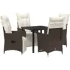 Image de Vidaxl ensemble de salle à manger de jardin de 5 pièces avec coussins en poly rattan marron