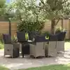 Image de Ensemble De Salle À Manger Pour Jardin 7 Pcs Gris Polyrotin Vidaxl