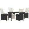 Image de Vidaxl ensemble de salle à manger de jardin 5 pièces avec coussins noir en rattan synthétique.