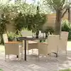 Image de Ensemble De Salle À Manger Pour Jardin 5 Pcs Beige Polyrotin Vidaxl