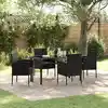 Image de Ensemble De Salle À Manger Pour Jardin 5 Pc Noir Polyrotin Vidaxl