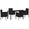 Image de Vidaxl ensemble de salle à manger pour jardin 5 pcs noir polyrotin