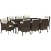 Image de Vidaxl set de salle à manger de jardin 9 pièces avec coussins marron poly rattan