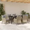 Image de Vidaxl ensemble de salle à manger de jardin 7 pièces avec coussins beige en poly rattan