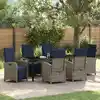 Image de Ensemble De Salle À Manger Pour Jardin 7 Pcs Gris Polyrotin Vidaxl