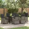 Image de Ensemble De Salle À Manger Pour Jardin 7 Pcs Gris Polyrotin Vidaxl