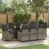Image de Ensemble De Salle À Manger Pour Jardin 9 Pcs Gris Polyrotin Vidaxl