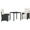 Image de Vidaxl ensemble de salle à manger pour jardin 3 pcs noir polyrotin