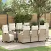 Image de Ensemble De Salle À Manger Pour Jardin 9 Pc Beige Polyrotin Vidaxl
