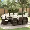Image de Ensemble De Salle À Manger Pour Jardin 9 Pcs Marron Polyrotin Vidaxl