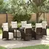 Image de Ensemble De Salle À Manger Pour Jardin 7 Pcs Marron Polyrotin Vidaxl