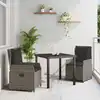 Image de Ensemble De Salle À Manger Pour Jardin 3 Pcs Gris Polyrotin Vidaxl