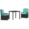 Image de Vidaxl ensemble de salle à manger pour jardin 3 pcs noir polyrotin