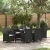 Image de Ensemble De Salle À Manger Pour Jardin 7 Pcs Noir Polyrotin Vidaxl