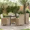 Image de Ensemble De Salle À Manger Pour Jardin 5 Pcs Beige Polyrotin Vidaxl