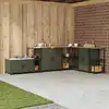 Image de Rangement De Cuisine Hattem Vert Olive 30 X 50 X 92 Cm Acier Vidaxl