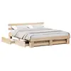 Image de Vidaxl cadre de lit avec tête de lit marron 200 x 200 cm pin massif