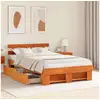 Image de Vidaxl cadre de lit avec tiroir marron 140 x 190 cm bois massif en pin