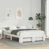 Image de Cadre De Lit Avec Tête De Lit Blanc 160 X 200 Cm Pin Massif Vidaxl