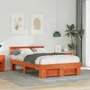 Image de vidaXL Cadre de lit avec tête de lit Brun cire 140 x 190 cm Pin massif 872490