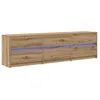 Image de Meuble TV rustique - vidaXL - Chêne Artisanal - 180x34x50 cm - Bois dingénierie - 6 tiroirs - Facile à nettoyer