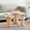 Image de vidaXL Table basse ronde en pin massif style rustique 46 x 46 x 47 cm - naturel