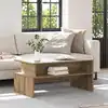 Image de Table Basse Chêne Artisanal 90 X 55 X 42,5 Cm Bois D'ingénierie Vidaxl