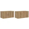 Image de Meuble TV mural - vidaXL - Marron - Bois dingénierie - 60x30x30 cm - 2 pièces - Étagères intégrées