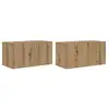 Image de Vidaxl ensemble meuble tv montage mural 2 pcs marron 60 x 30 x 30 cm