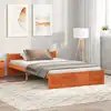 Image de Cadre De Lit Brun Cire 195,5 X 140,5 X 51 Cm Pin Massif Vidaxl