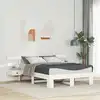 Image de Cadre De Lit Avec Tête De Lit Blanc 140 X 190 Cm Pin Massif Vidaxl