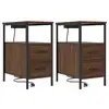 Image de Vidaxl cabinet de chevet avec tiroir 2 pcs chêne brun 30 x 48 x 61 cm