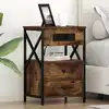 Image de Cabinet De Chevet Avec Tiroir 2 Pcs Chêne Fumé 40 X 31 X 60 Cm Vidaxl