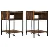 Image de Vidaxl cabinet de chevet avec étagère 2 pcs chêne fumé 40 x 40 x 61 cm