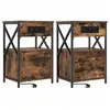 Image de Vidaxl cabinet de chevet avec tiroir 2 pcs chêne fumé 40 x 31 x 60 cm