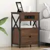 Image de Cabinet De Chevet Avec Tiroir 2 Pcs Chêne Brun 40 X 31 X 60 Cm Vidaxl