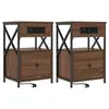 Image de Vidaxl cabinet de chevet avec tiroir 2 pcs chêne brun 40 x 31 x 60 cm