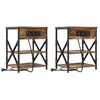Image de Vidaxl cabinet de chevet avec étagère 2 pcs chêne fumé 41 x 31 x 51 cm