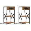 Image de Vidaxl cabinet de chevet avec étagère 2 pcs chêne fumé 41 x 31 x 76 cm