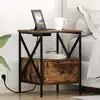 Image de Cabinet De Chevet Avec Tiroir Chêne Fumé 41,5 X 40,5 X 55 Cm Vidaxl