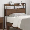 Image de Panneau de tête / tête de lit vidaXL 100 x 98 cm Marron avec LED et ports USB-C