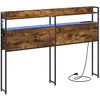 Image de Tête de lit de rangement - vidaXL - Chêne fumé - 120 cm - Bois dingénierie - Cadre en acier - Lumières LED intégrées