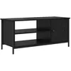 Image de Meuble TV moderne - vidaXL - Chêne Noir - 100x40x45 cm - Bois dingénierie - Pieds en acier - 1 porte à charnières