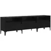 Image de Meuble TV en bois dingénierie - vidaXL - Chêne Noir - 150x30x45 cm - Bois dingénierie et fer - Avec tiroir