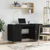Image de Bureau Avec Porte Chêne Noir 140 X 50 X 75 Cm Bois D'ingénierie Vidaxl