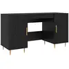 Image de Vidaxl bureau avec porte chêne noir 140 x 50 x 75 cm bois d'ingénierie