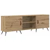 Image de Meuble TV moderne - vidaXL - Chêne artisanal - 150x30x50 cm - Bois dingénierie - 2 portes - 2 étagères - Pieds coniques