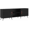 Image de Meuble TV moderne - vidaXL - Chêne Noir - Bois dingénierie - 150x30x50 cm - 2 portes - 2 étagères - Assemblage requis